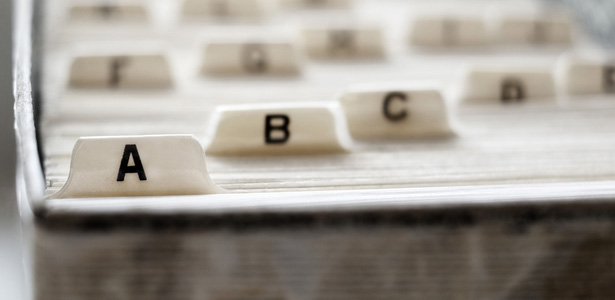 Alphabetical file organiser register