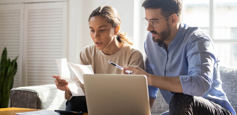 Couple working out their finances