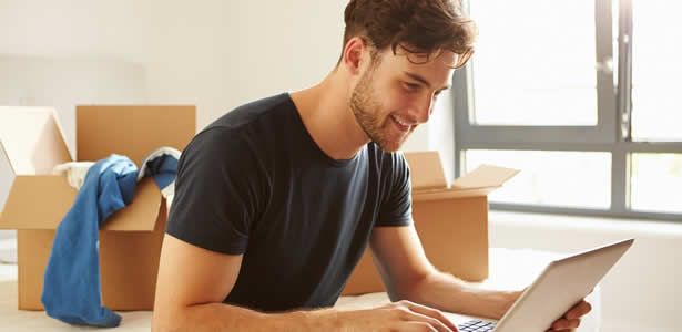 Man settling into his new home