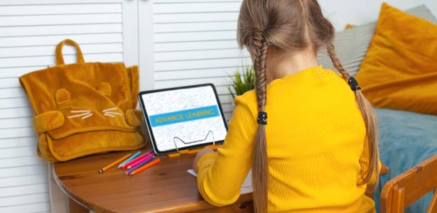 child playing on her smart device