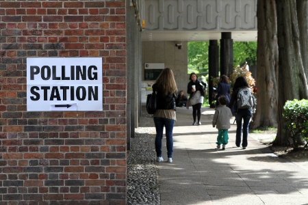 Group of people at a polling station for electoral voting