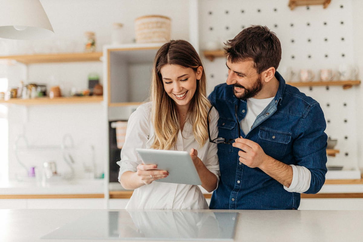 Couple planning their wedding