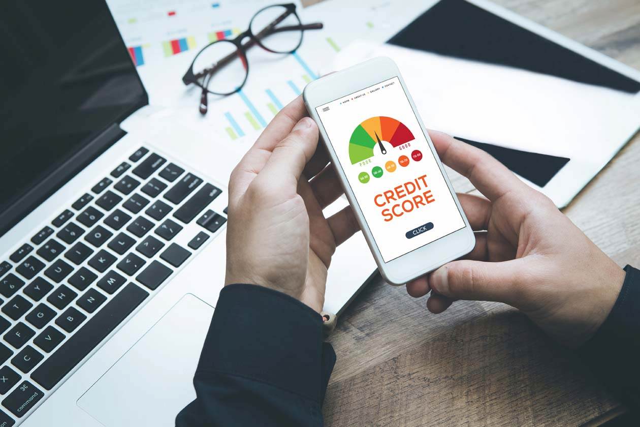 Person looking at their credit score on a mobile phone