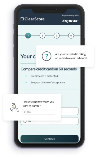 Device showing credit card on a mobile application